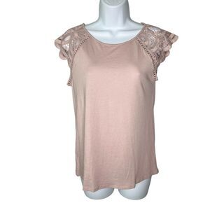 LOFT Women’s S Crochet Cap Sleeve Tee